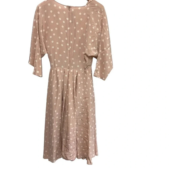Louis Feraud Vintage 100% Silk Polka Dot Dress Sz 6 Blush Pink - Picture 3 of 6